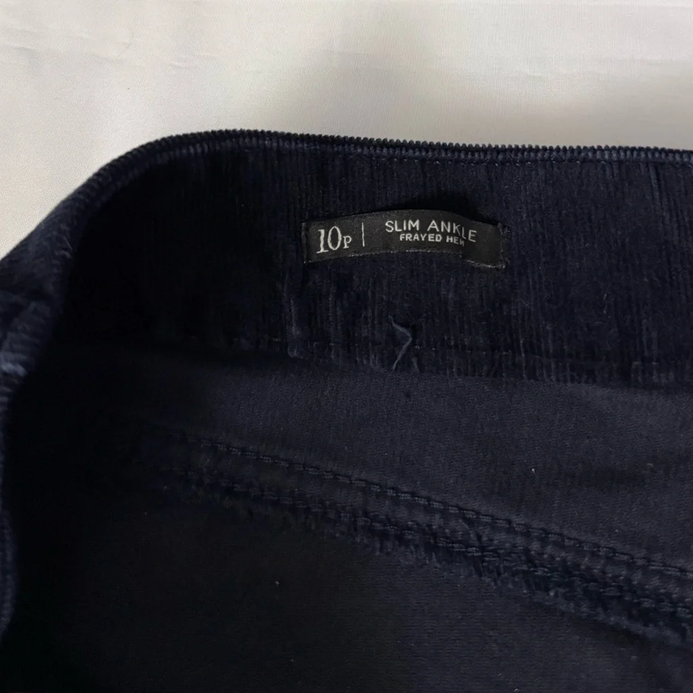 Talbots Flawless Five-Pocket Petites Navy Slim Ankle Frayed Hem Corduroy Pants - Picture 5 of 10